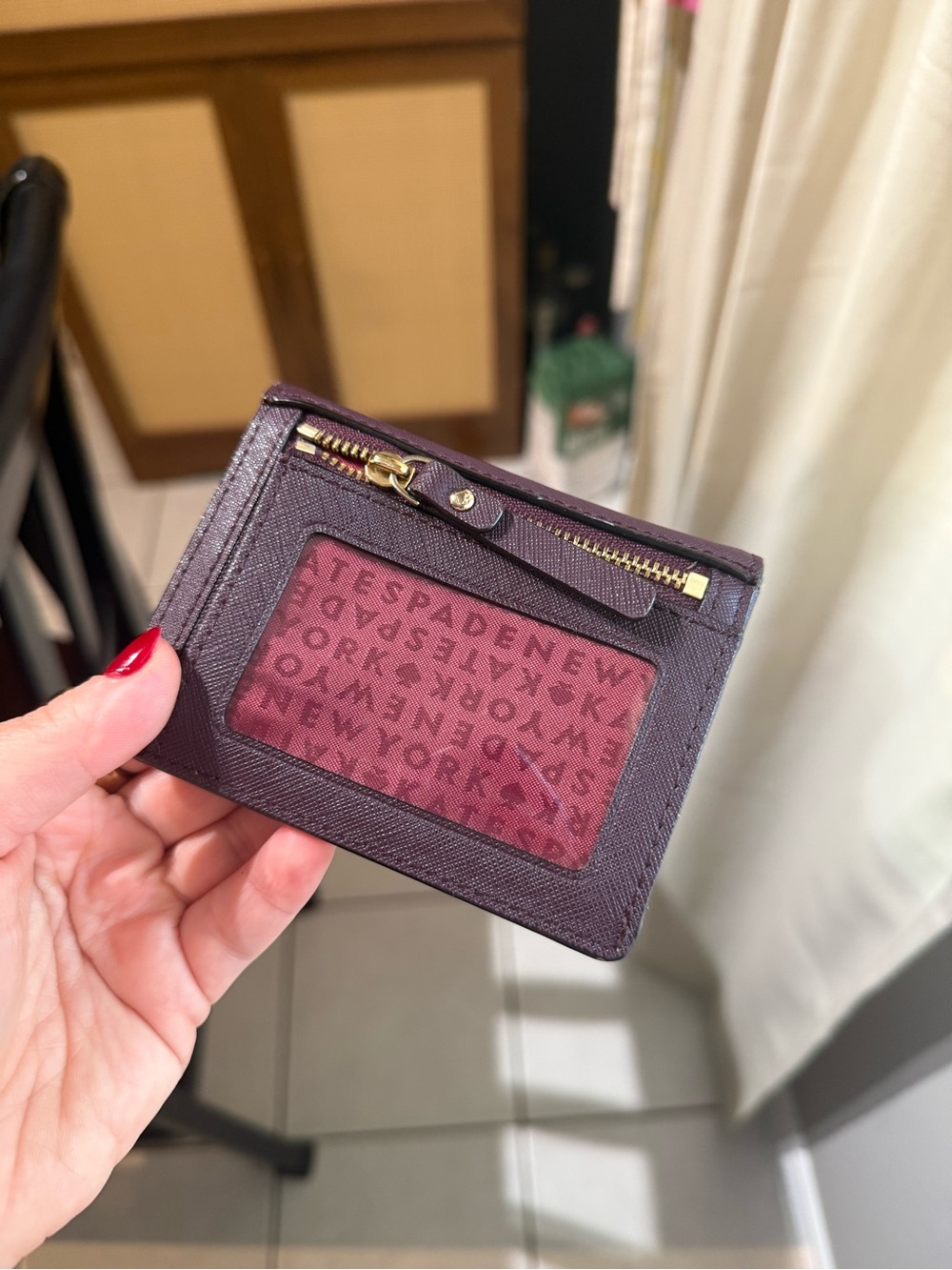 kate spade Plum Compact Card Wallet with Gold Plaque - Picture 4 of 4